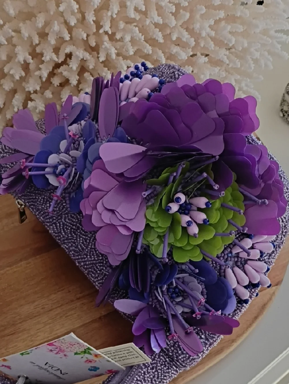 Lavender Floral Beaded Women’s Handbag ❤️NWT❤️ - Picture 9 of 11
